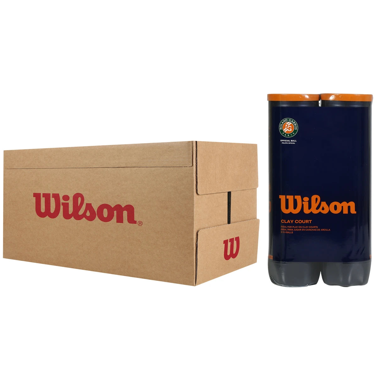 CAJA DE 9 BIPACKS DE 4 PELOTAS WILSON ROLAND GARROS OFFICIAL CLAY