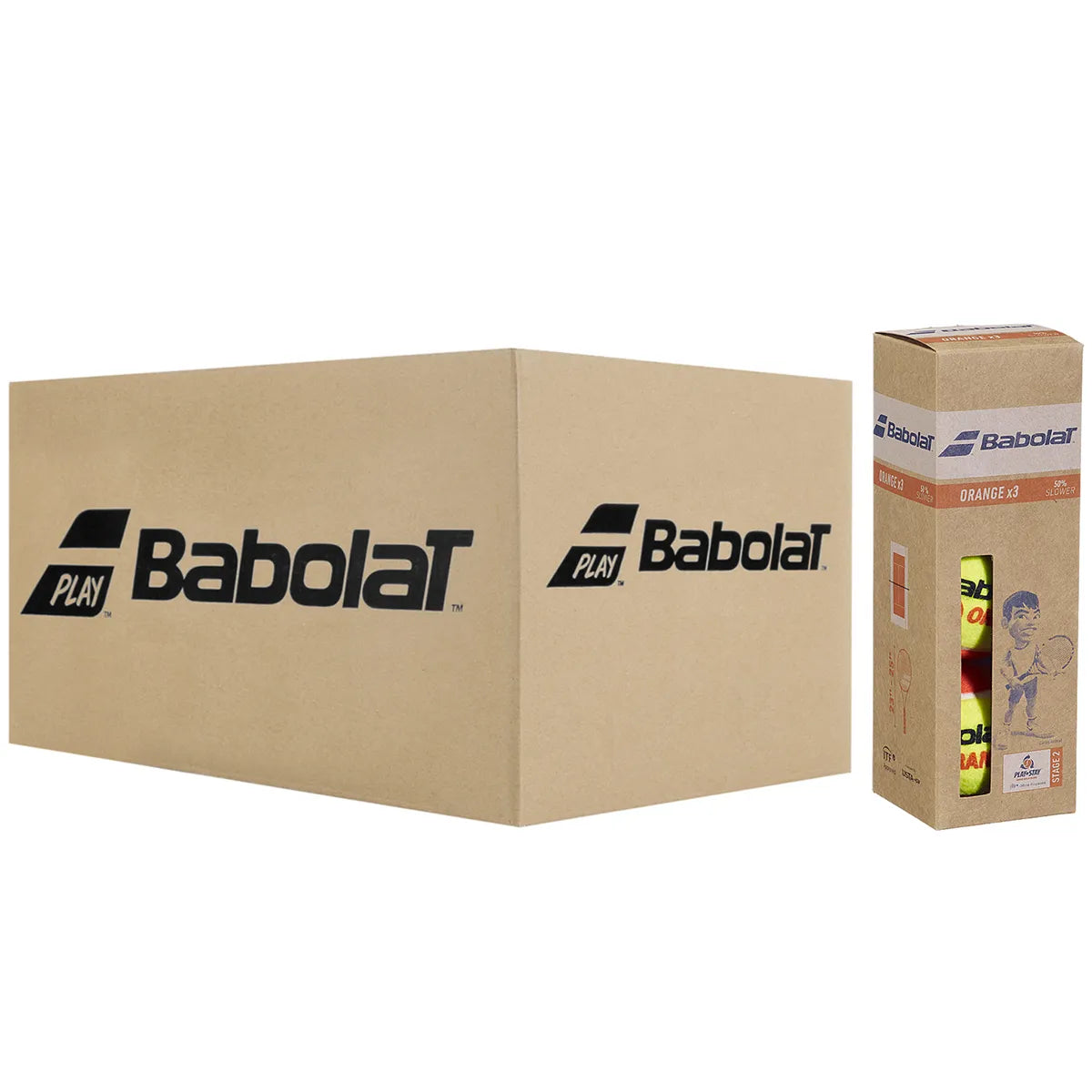 CAJA DE 24 TUBOS DE 3 PELOTAS BABOLAT NARANJA