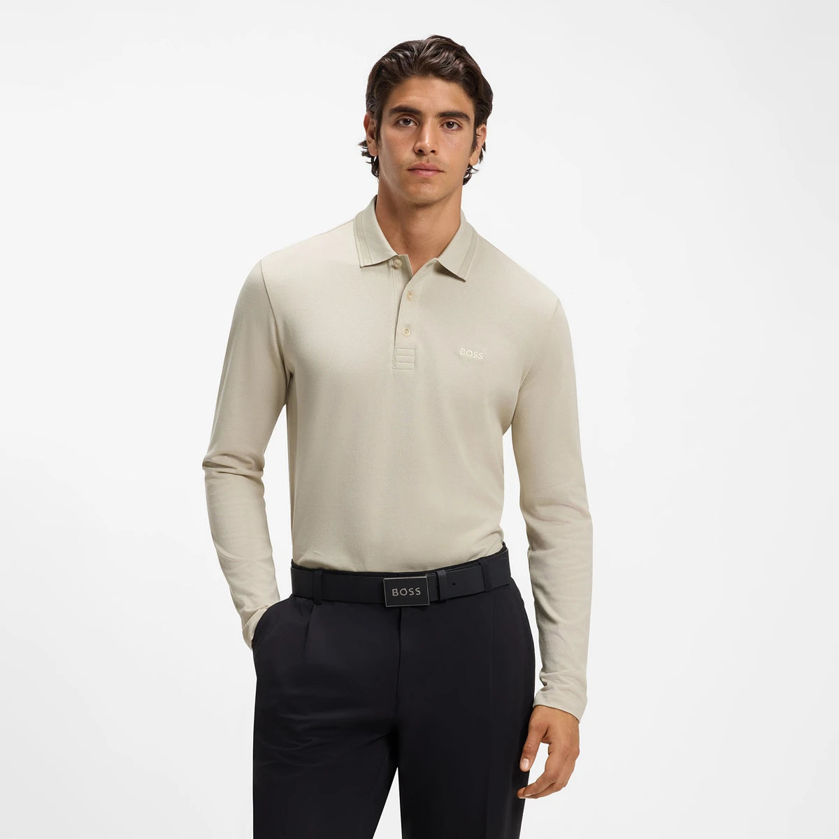 POLO BOSS MANGA LARGA PLISY