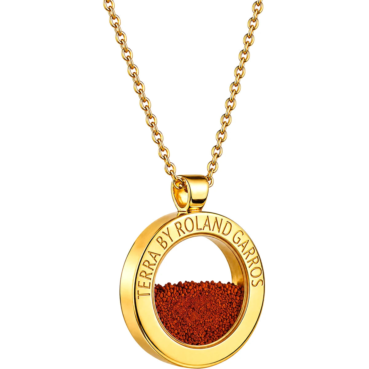 COLLAR Y MEDALLA TERRA ACCESS ACERO DORADO BRILLANTE SIN PIEDRA MODELO PEQUEÑO
