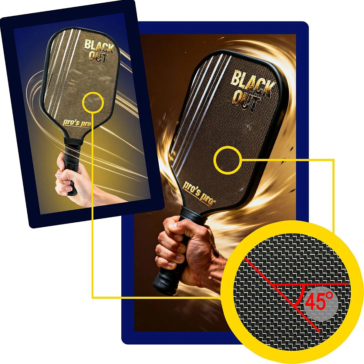 RAQUETA DE PICKLEBALL PRO'S PRO BLACKOUT