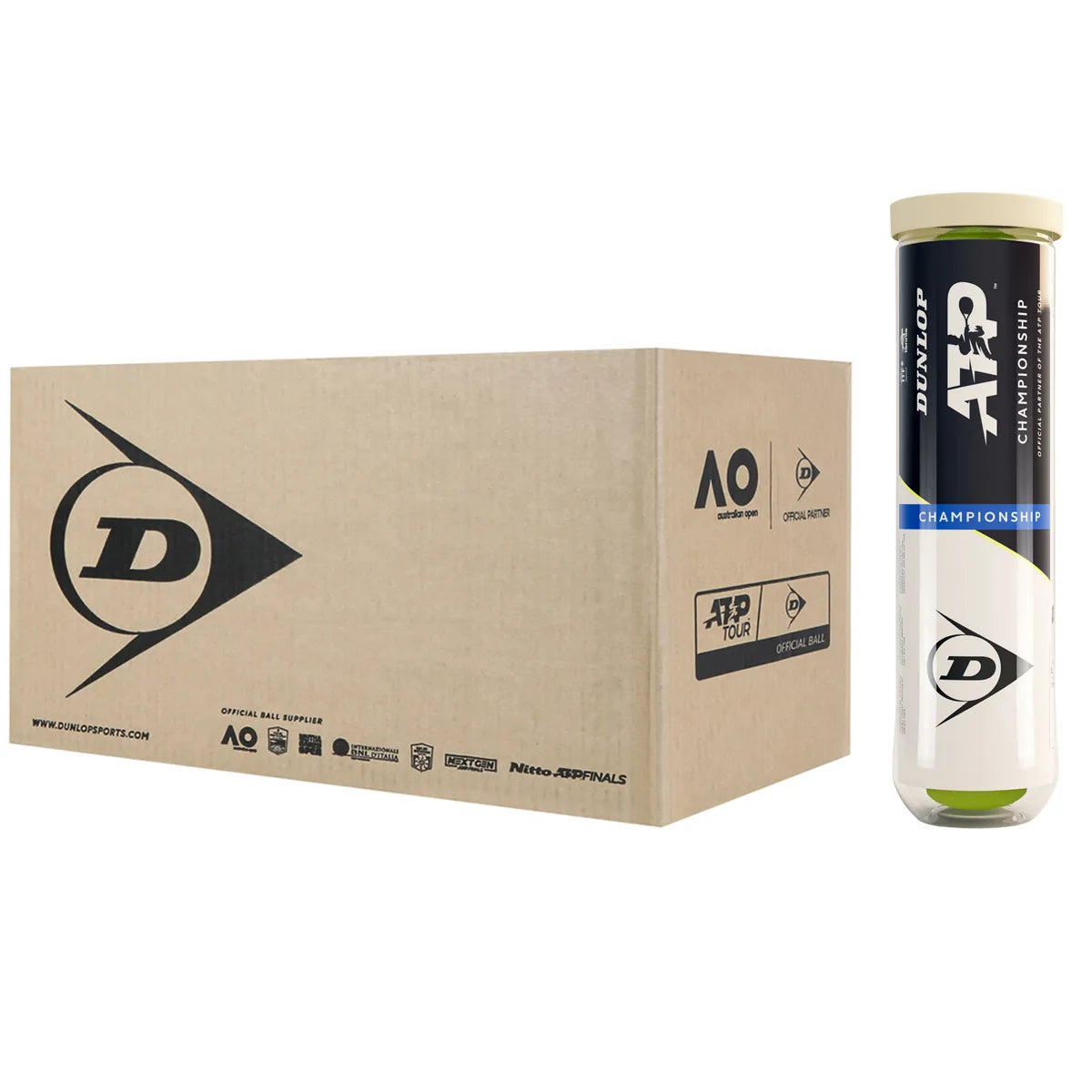 CAJA DE 18 TUBOS DE 4 PELOTAS DUNLOP ATP CHAMPIONSHIP