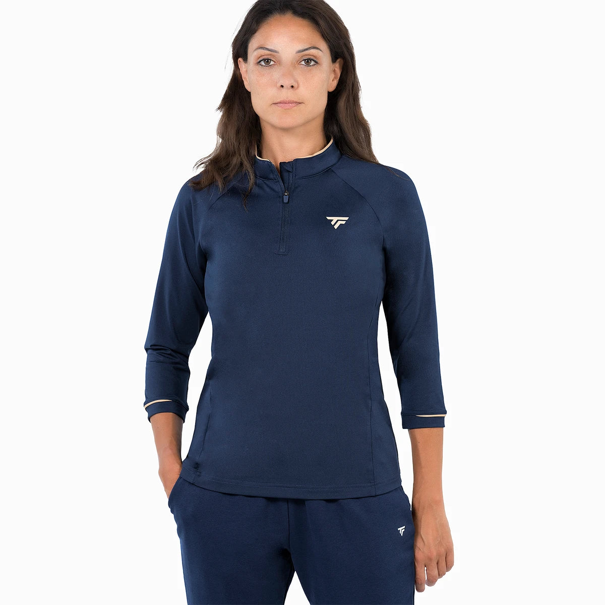 SUDADERA TECNIFIBRE MUJER THERMO CREMALLERA MANGA 3/4 MARINO