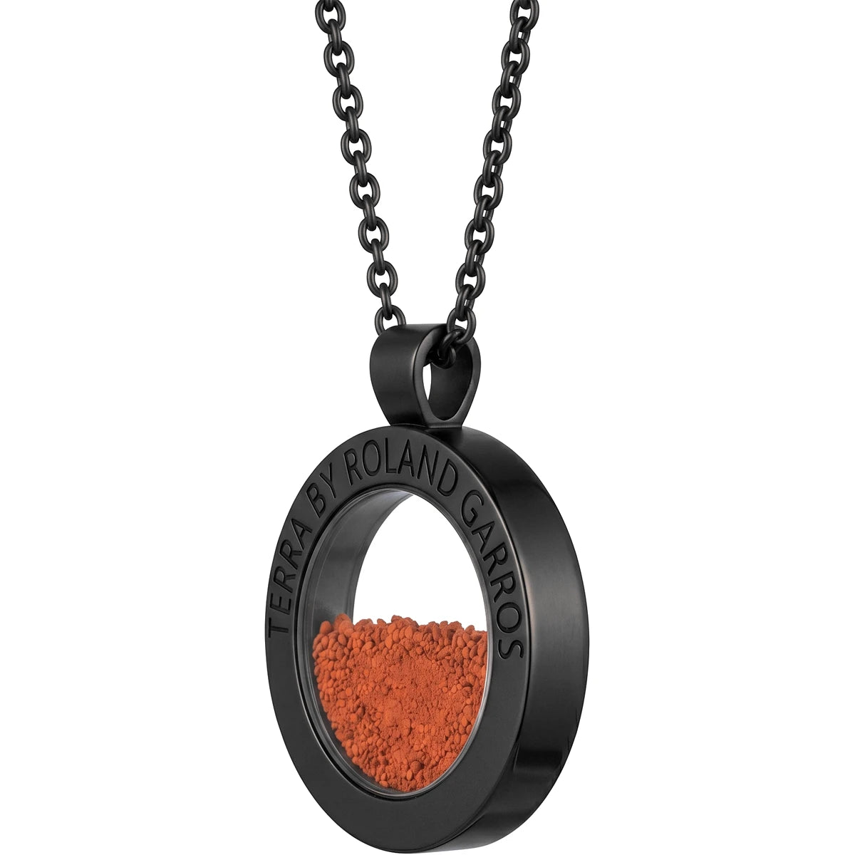 COLLAR Y MEDALLA TERRA ACCESS ACERO NEGRO MATE SIN PIEDRA MODELO GRANDE