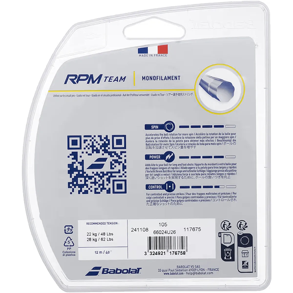 CORDAJE BABOLAT RPM TEAM (12 METROS)