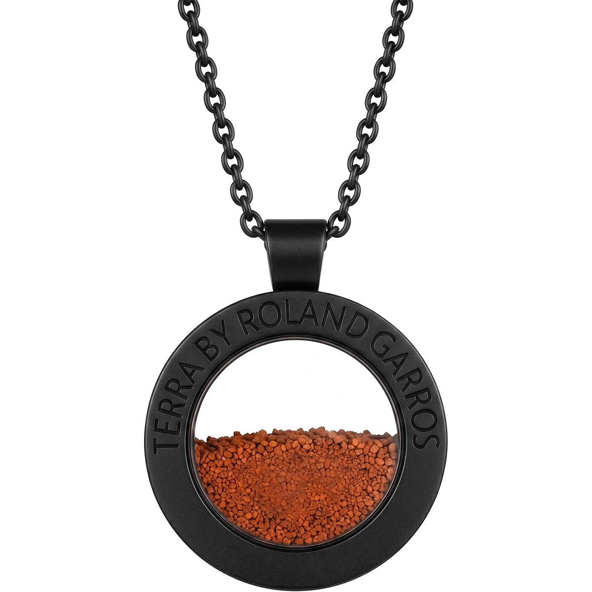 COLLAR Y MEDALLA TERRA ACCESS ACERO NEGRO MATE SIN PIEDRA MODELO GRANDE