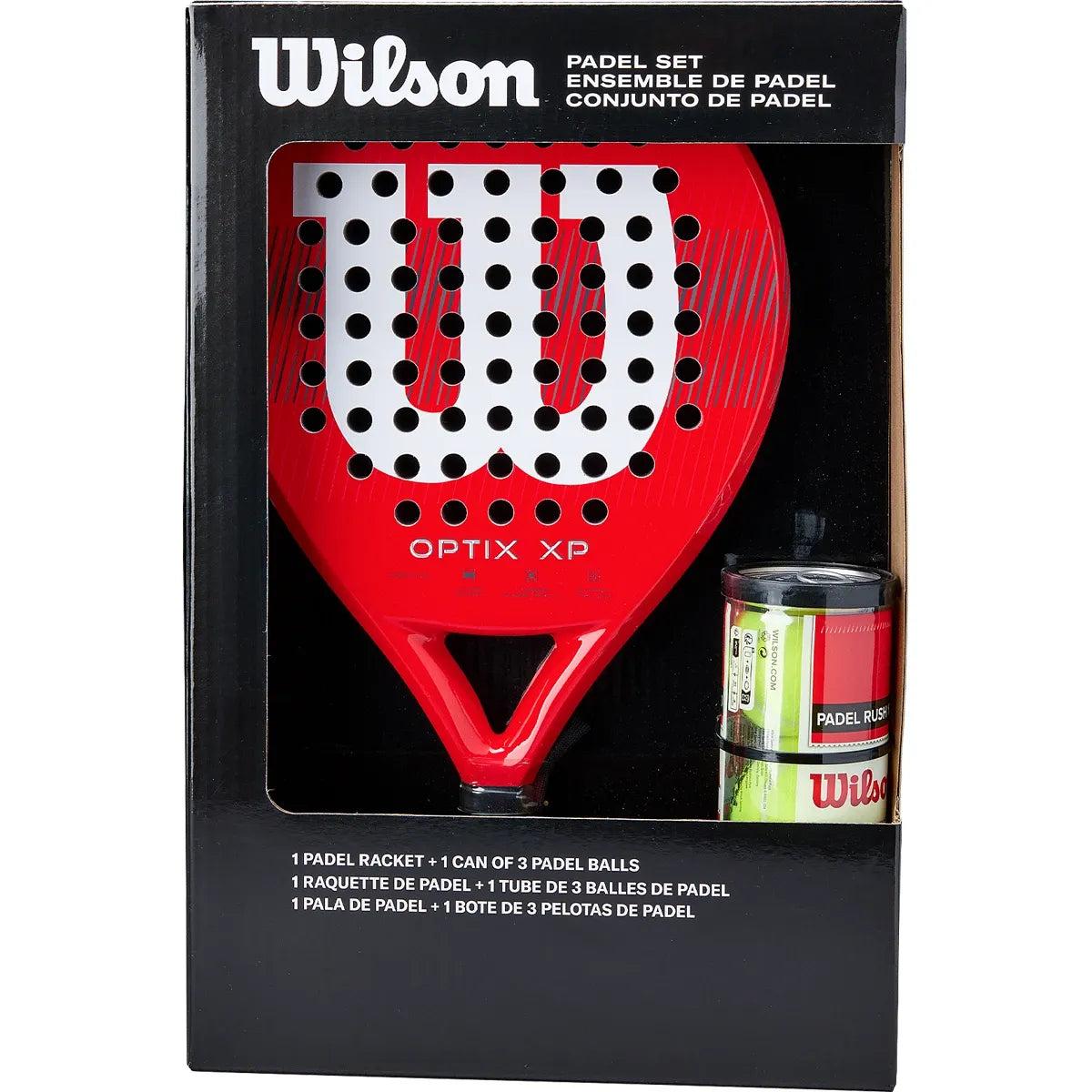 KIT PALA DE PÁDEL WILSON + TUBO PELOTAS OPTIX XP