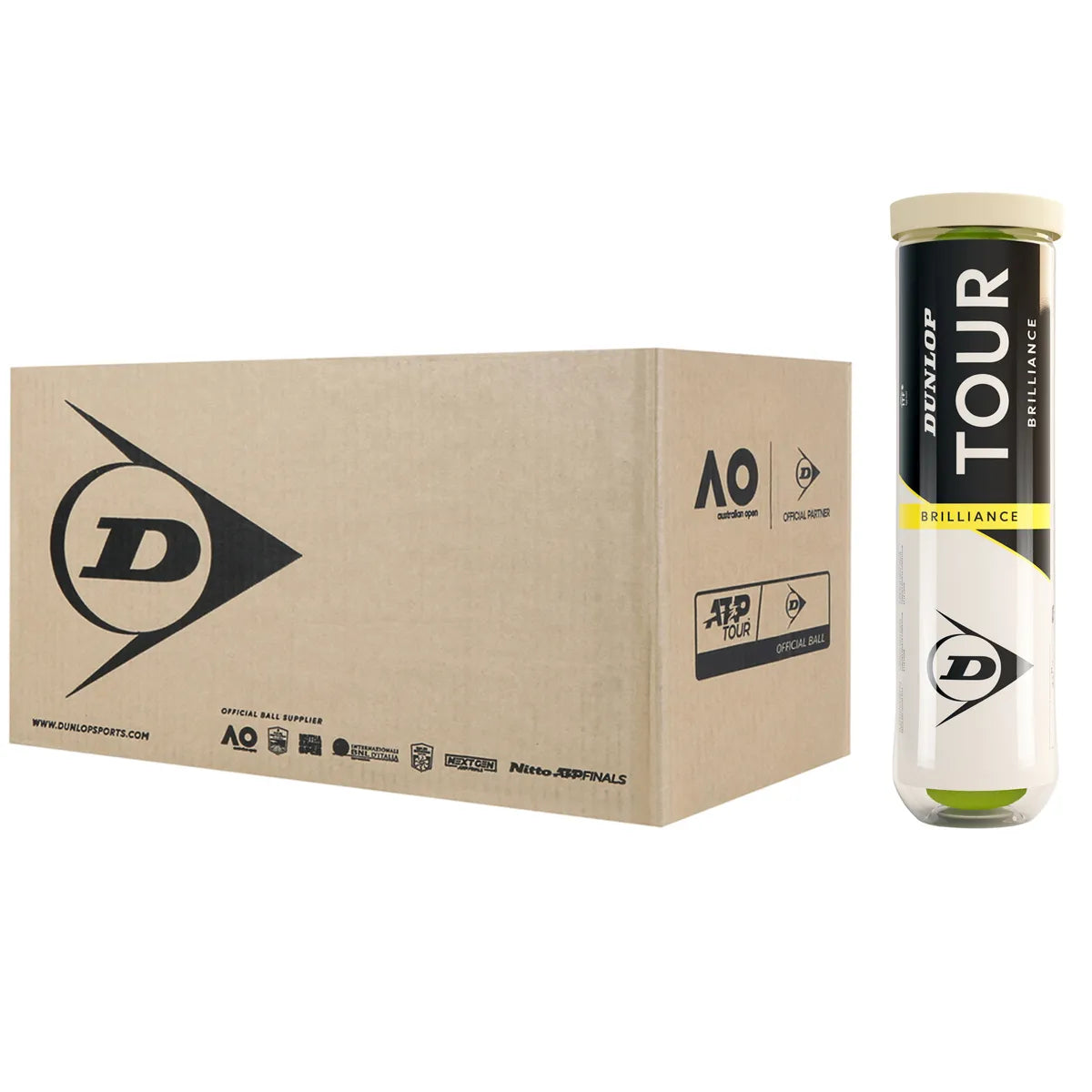 CAJA DE 18 TUBOS DE 4 PELOTAS DUNLOP TOUR BRILLANCE