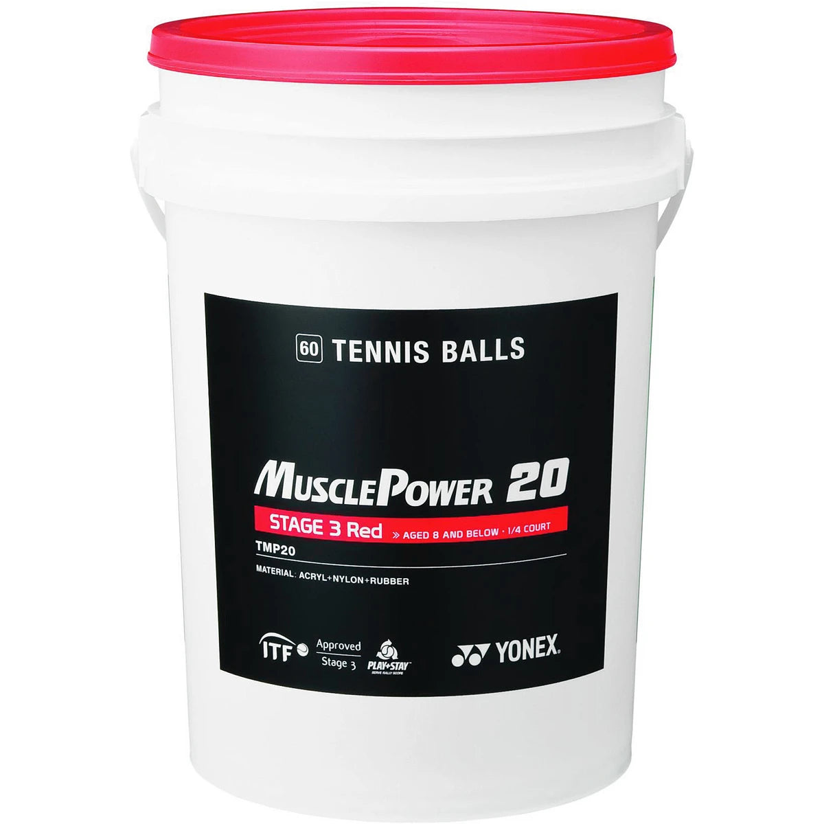 TAMBOR DE 60 PELOTAS YONEX TMP-20 ROJAS