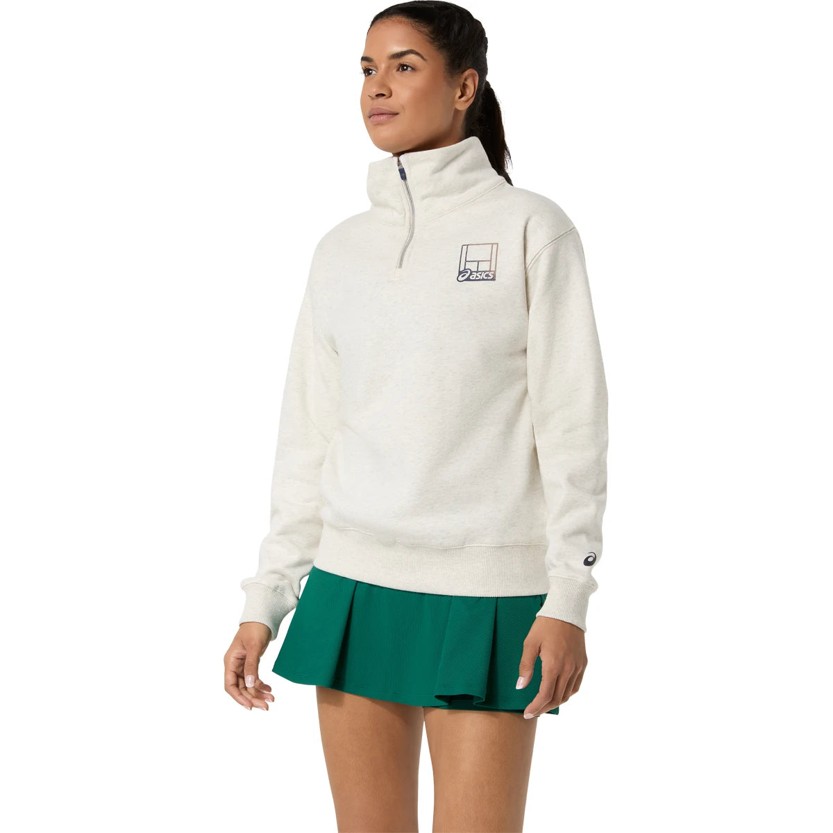 SUDADERA ASICS MUJER CORTA GRAPHIC 1/2 CREMALLERA