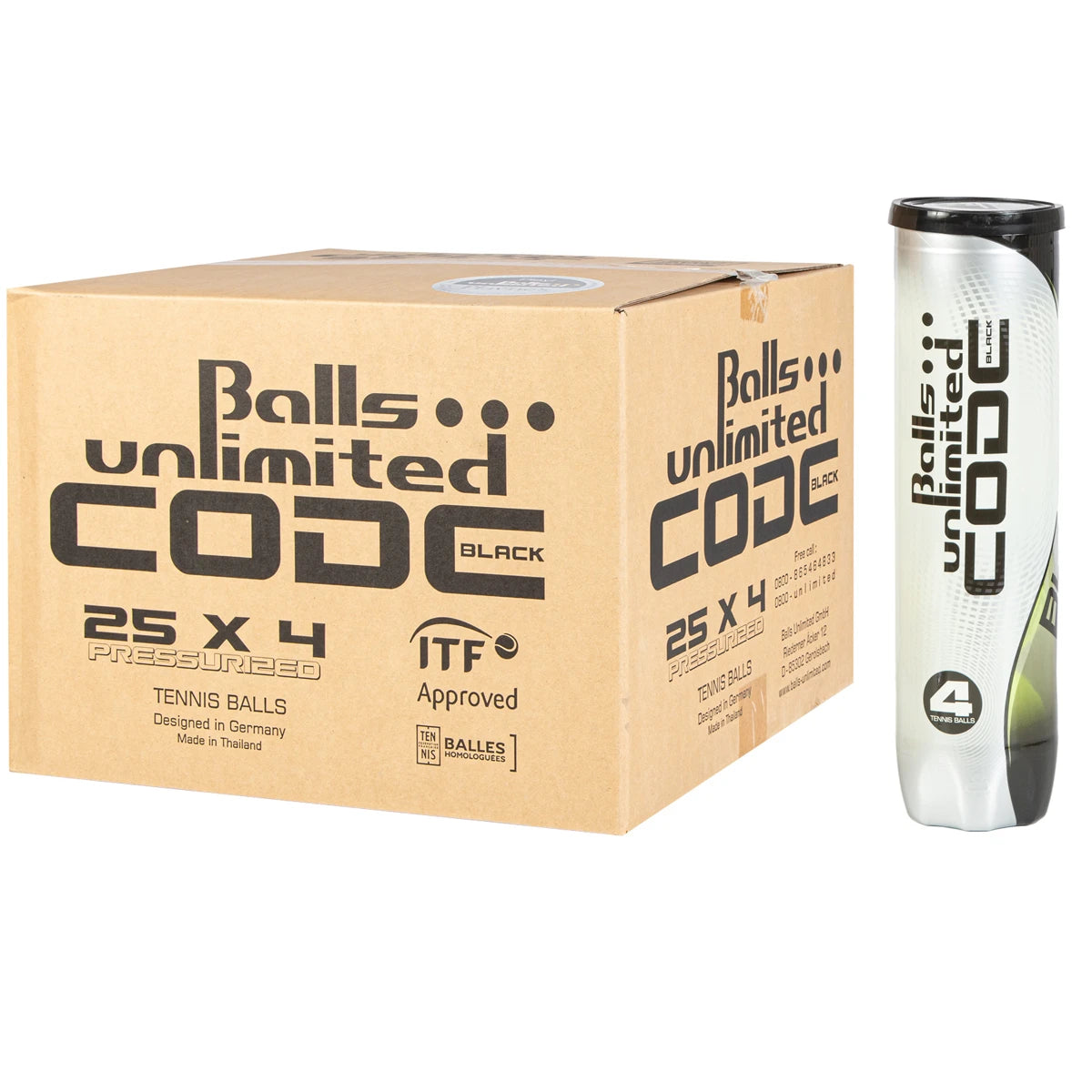 CAJA DE 25 TUBOS DE 4 PELOTAS UNLIMITED CODE BLACK