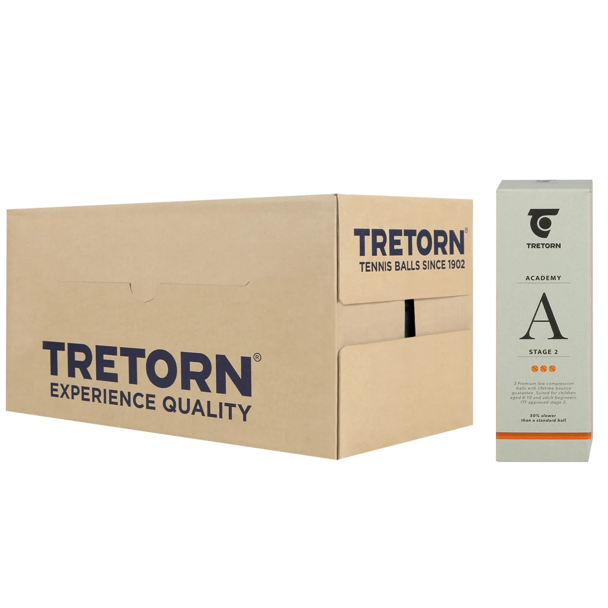 CAJA DE 40 TUBOS DE 3 PELOTAS TRETORN ACADEMY NARANJA