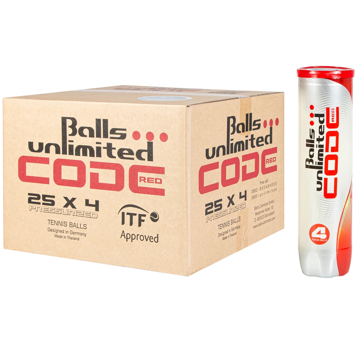CAJA DE 25 TUBOS DE 4 PELOTAS UNLIMITED CODE RED