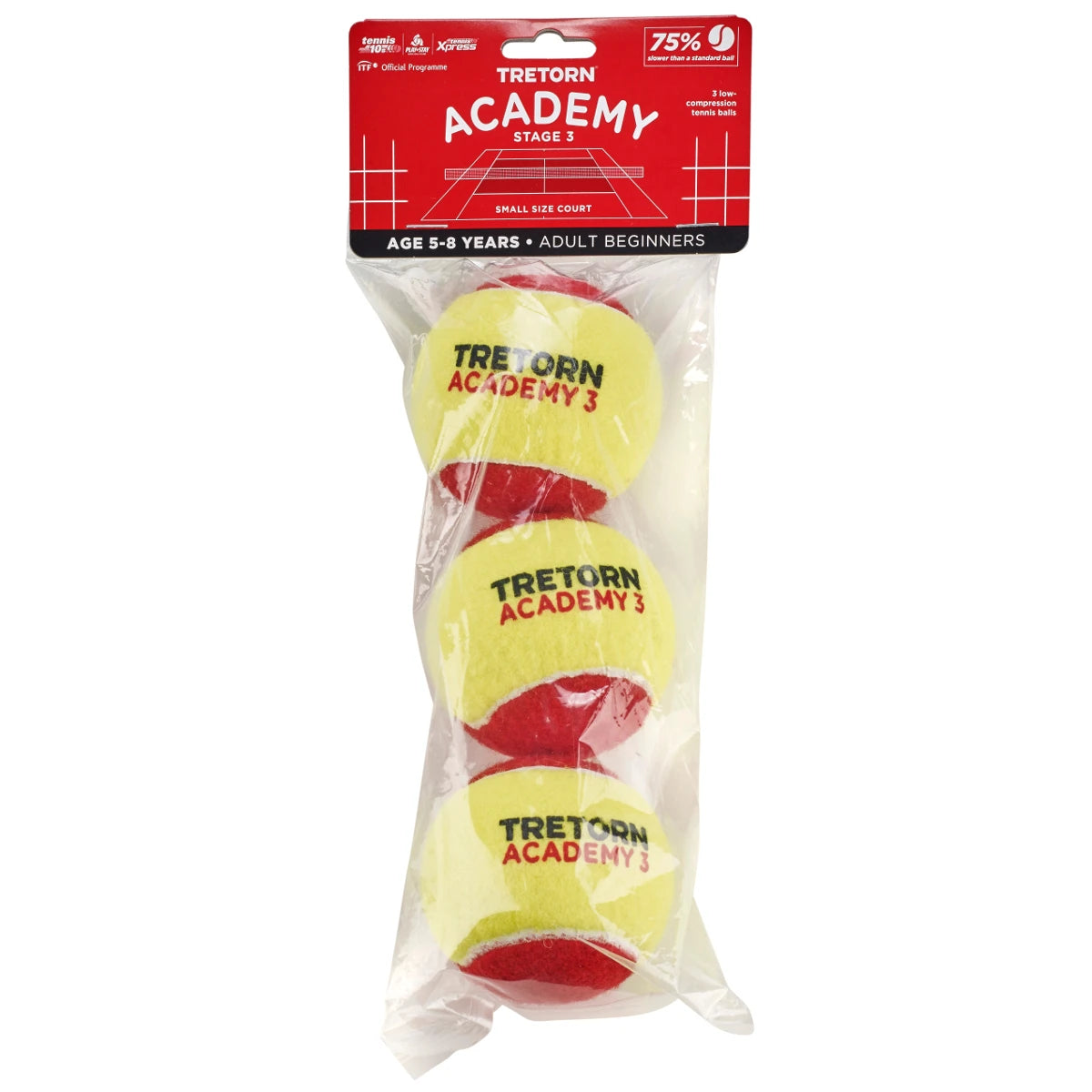 PACK DE 3 PELOTAS TRETORN ACADEMY RED