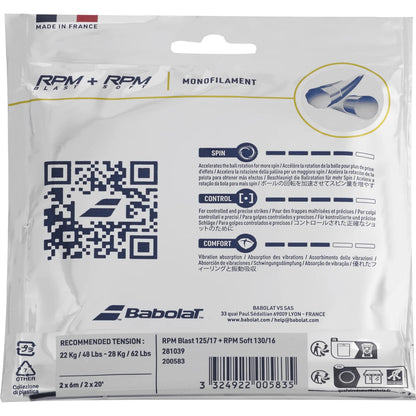 CORDAJE BABOLAT HÍBRIDO RPM BLAST (1.25MM) + RPM SOFT (1.30MM)