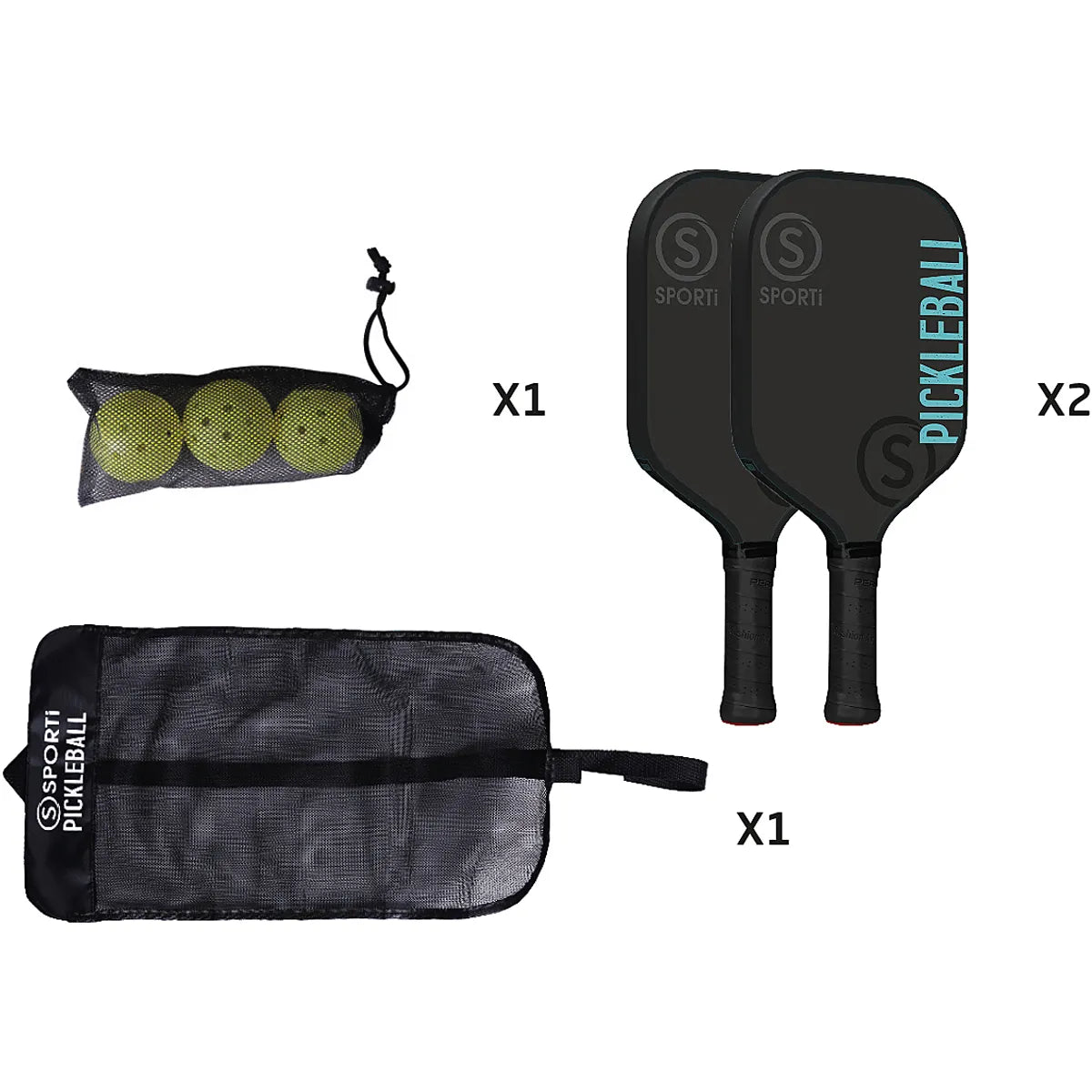 KIT PICKLEBALL MADERA OUTDOOR: PALAS + PELOTAS + BOLSA DE TRANSPORTE