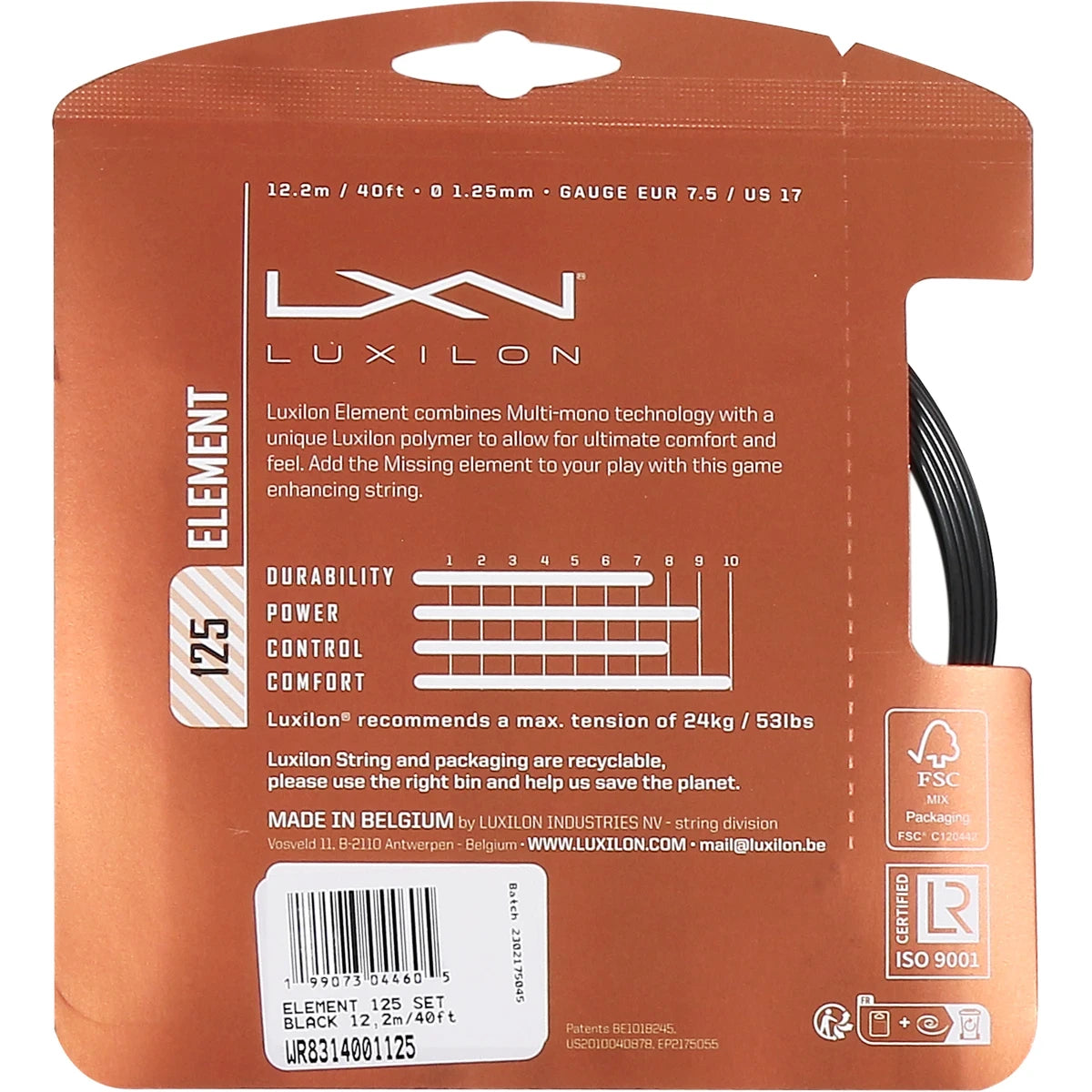 CORDAJE LUXILON ELEMENT BLACK (12 METROS)