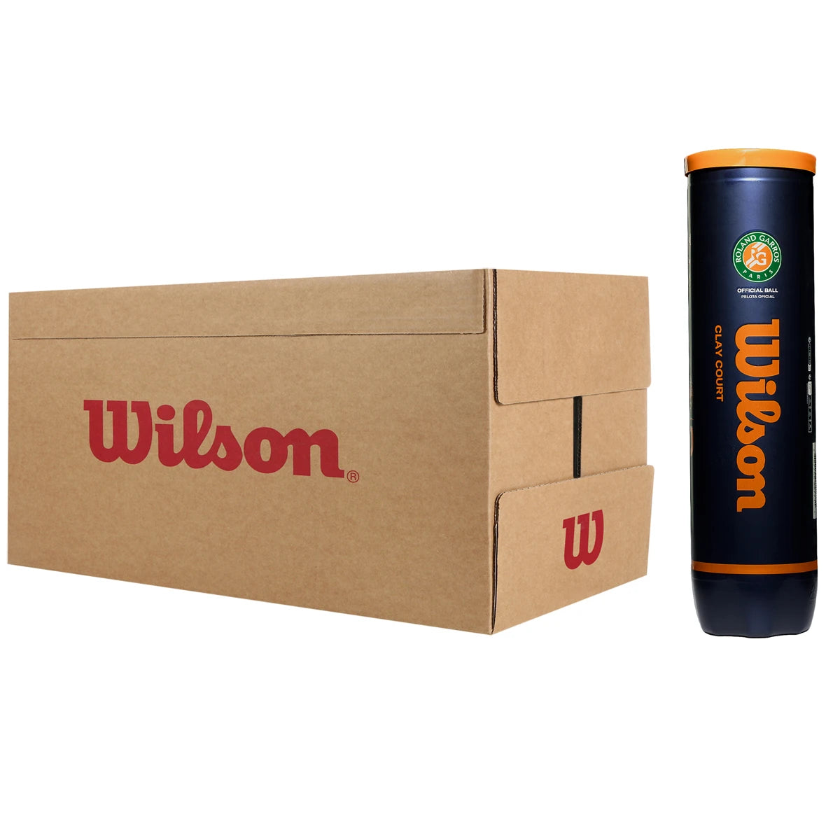 CAJA DE 18 TUBOS DE 4 PELOTAS WILSON ROLAND GARROS OFFICIAL CLAY