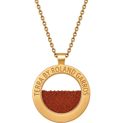COLLAR Y MEDALLA TERRA ACCESS ACERO DORADO MATE SIN PIEDRA GRAN MODELO