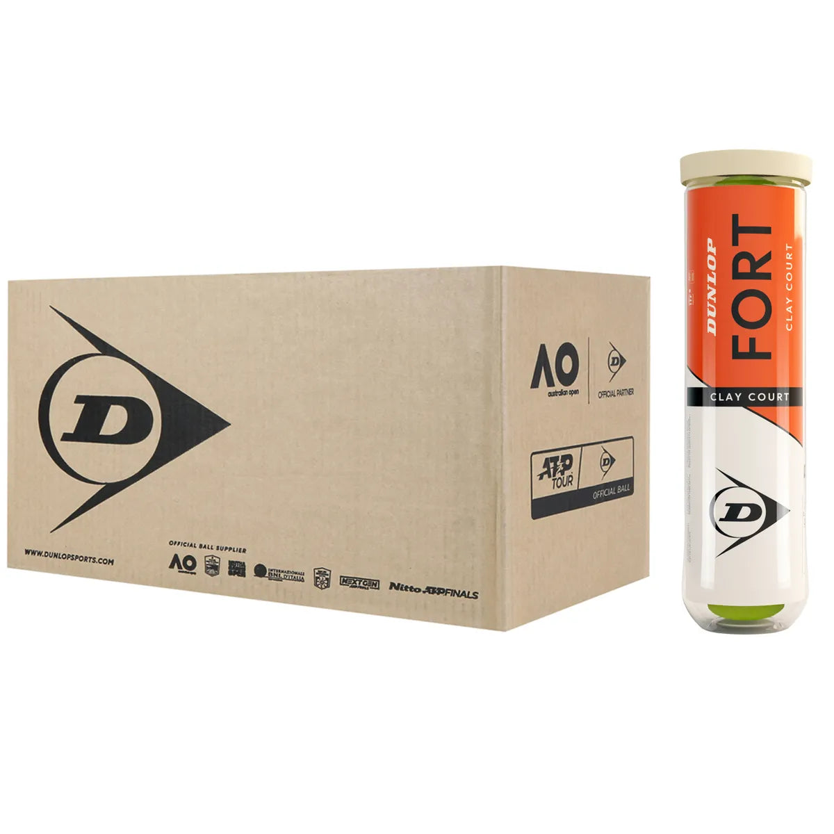 CAJA DE 18 TUBOS DE 4 PELOTAS DUNLOP FORT CLAY COURT