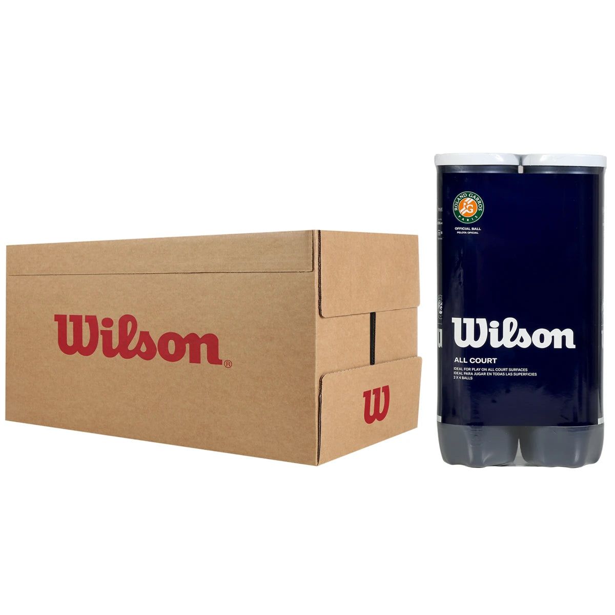 CAJA DE 9 BIPACKS DE 4 PELOTAS WILSON ROLAND GARROS ALL COURT