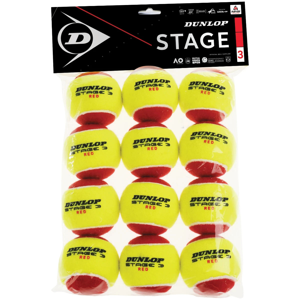 BOLSA DE 12 PELOTAS DUNLOP MINI TENIS ETAPA 3