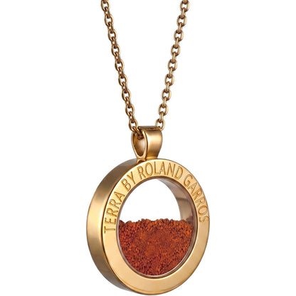 COLLAR Y MEDALLA TERRA ACCESS ACERO DORADO MATE SIN PIEDRA GRAN MODELO