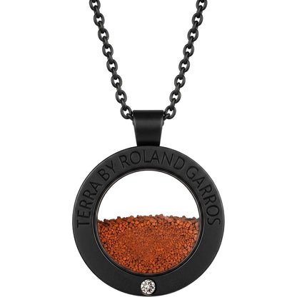 COLLAR Y MEDALLA TERRA ACCESS ACERO NEGRO MATE 1 PIEDRA GRAN MODELO