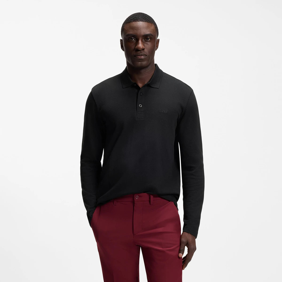 Polo Boss Manga Larga Plisy