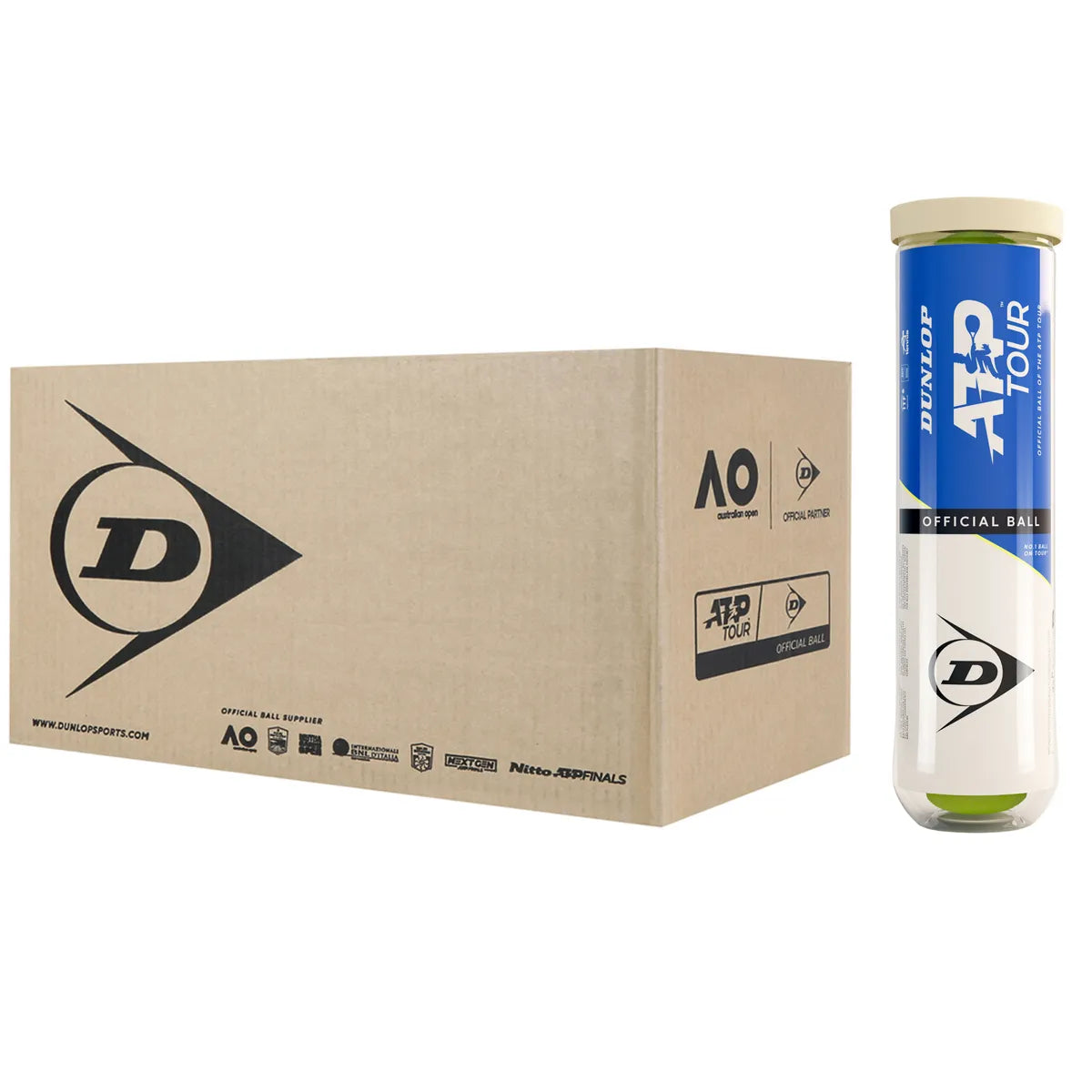 CAJA DE 18 TUBOS DE 4 PELOTAS DUNLOP ATP