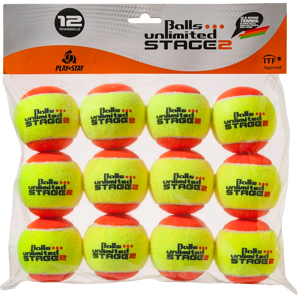 BOLSA DE 12 PELOTAS ETAPA 2 UNLIMITED AMARILLAS/NARANJAS
