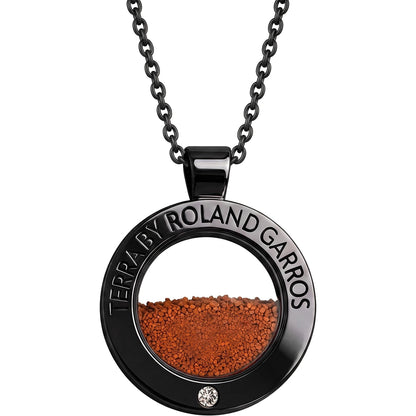 COLLAR Y MEDALLA TERRA ACCESS ACERO NEGRO BRILLANTE 1 PIEDRA GRAN MODELO