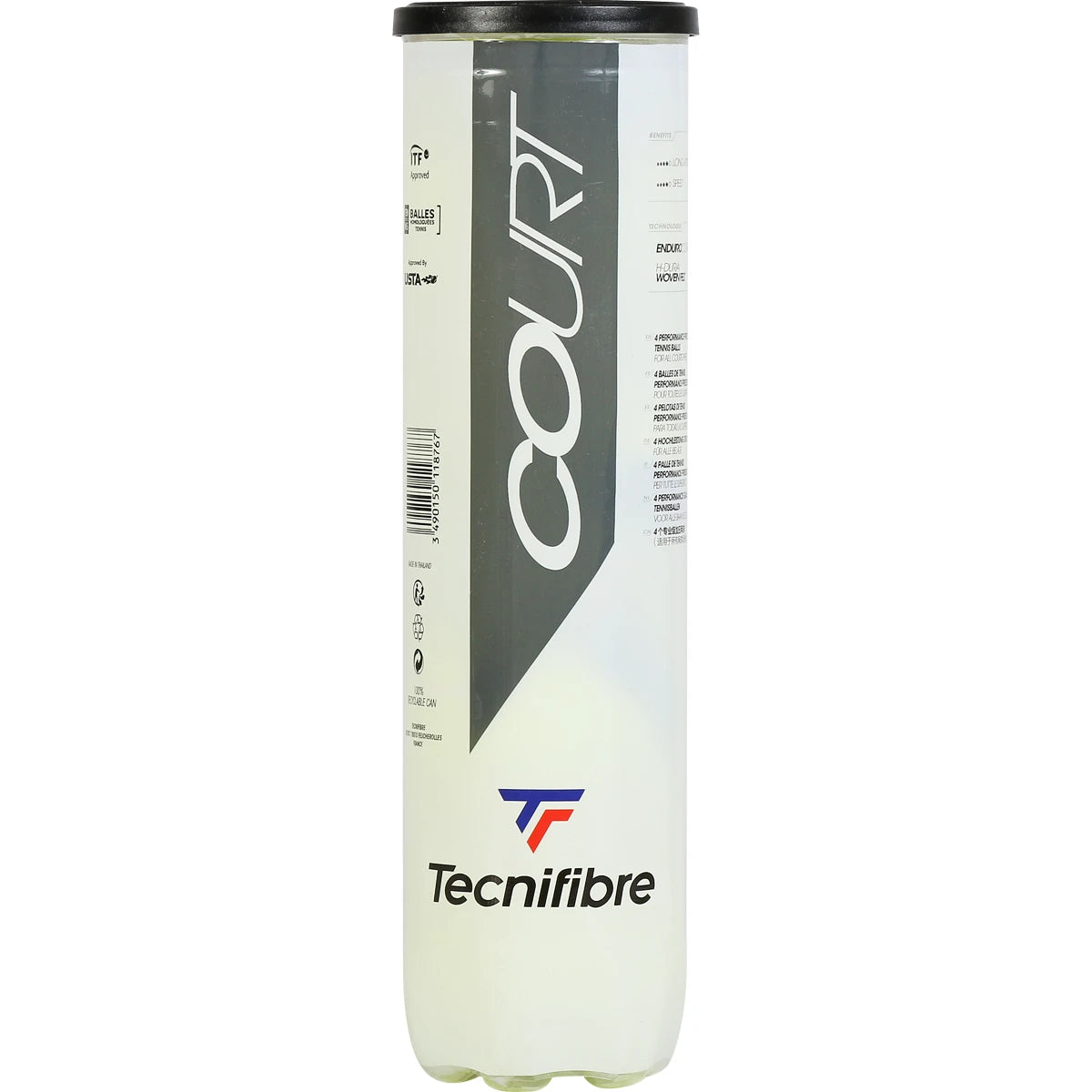 TUBO DE 4 PELOTAS TECNIFIBRE CORTO