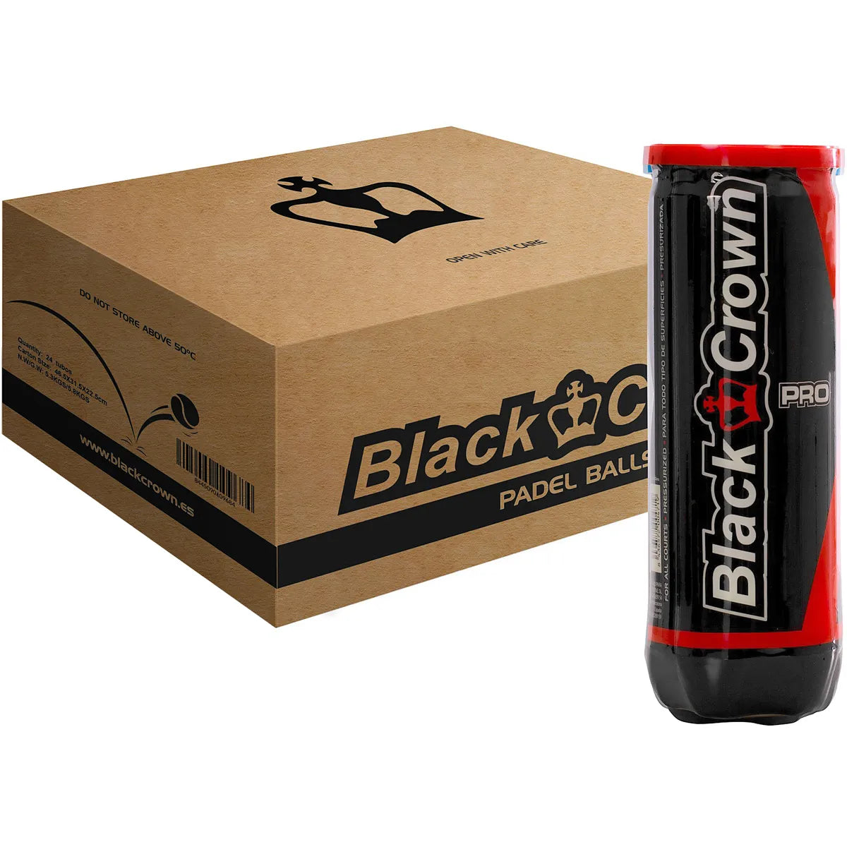 CAJA DE 24 TUBOS DE PELOTAS DE PÁDEL BLACK CROWN PRO