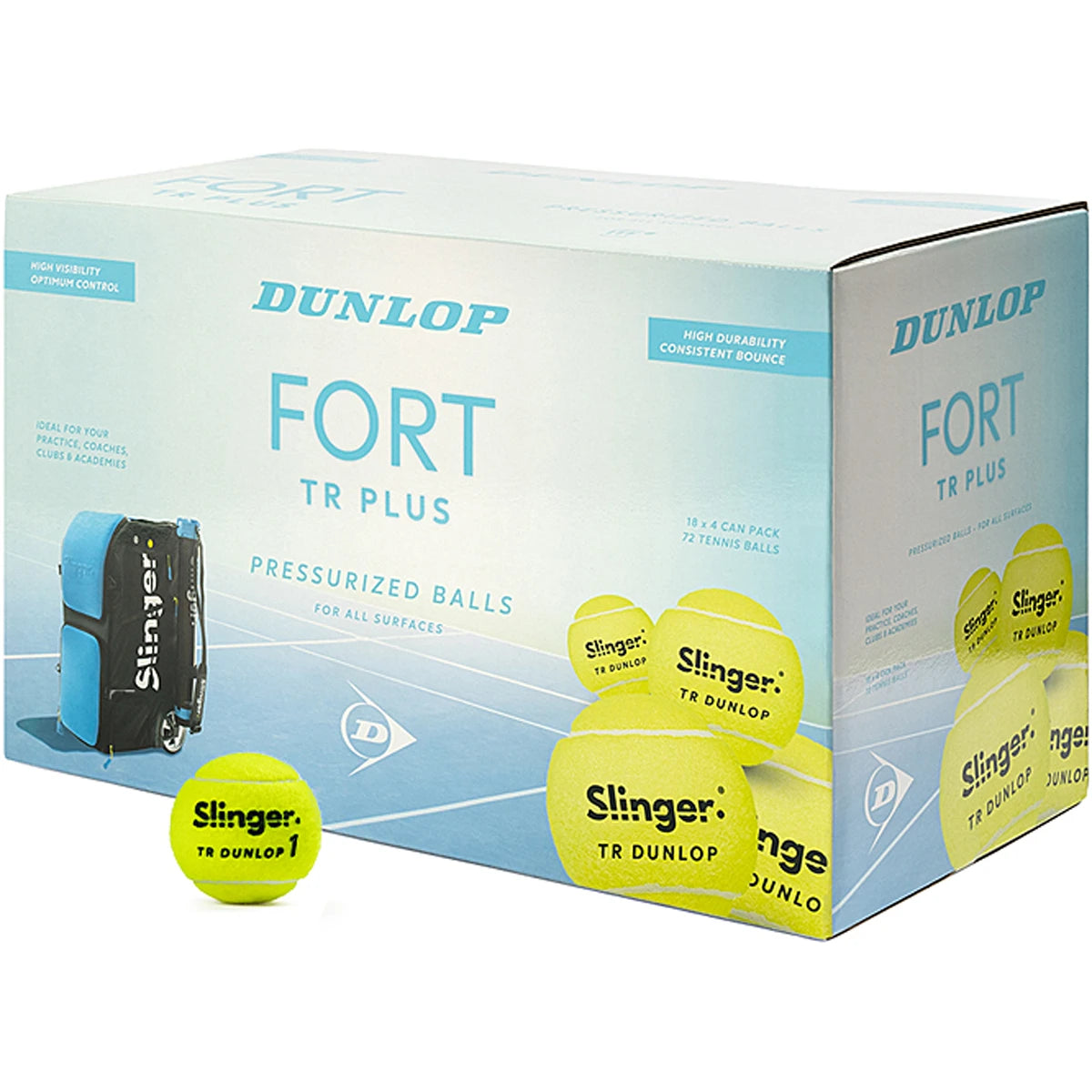 CAJA DE 72 PELOTAS DUNLOP FORT TR PLUS PRESURIZADAS
