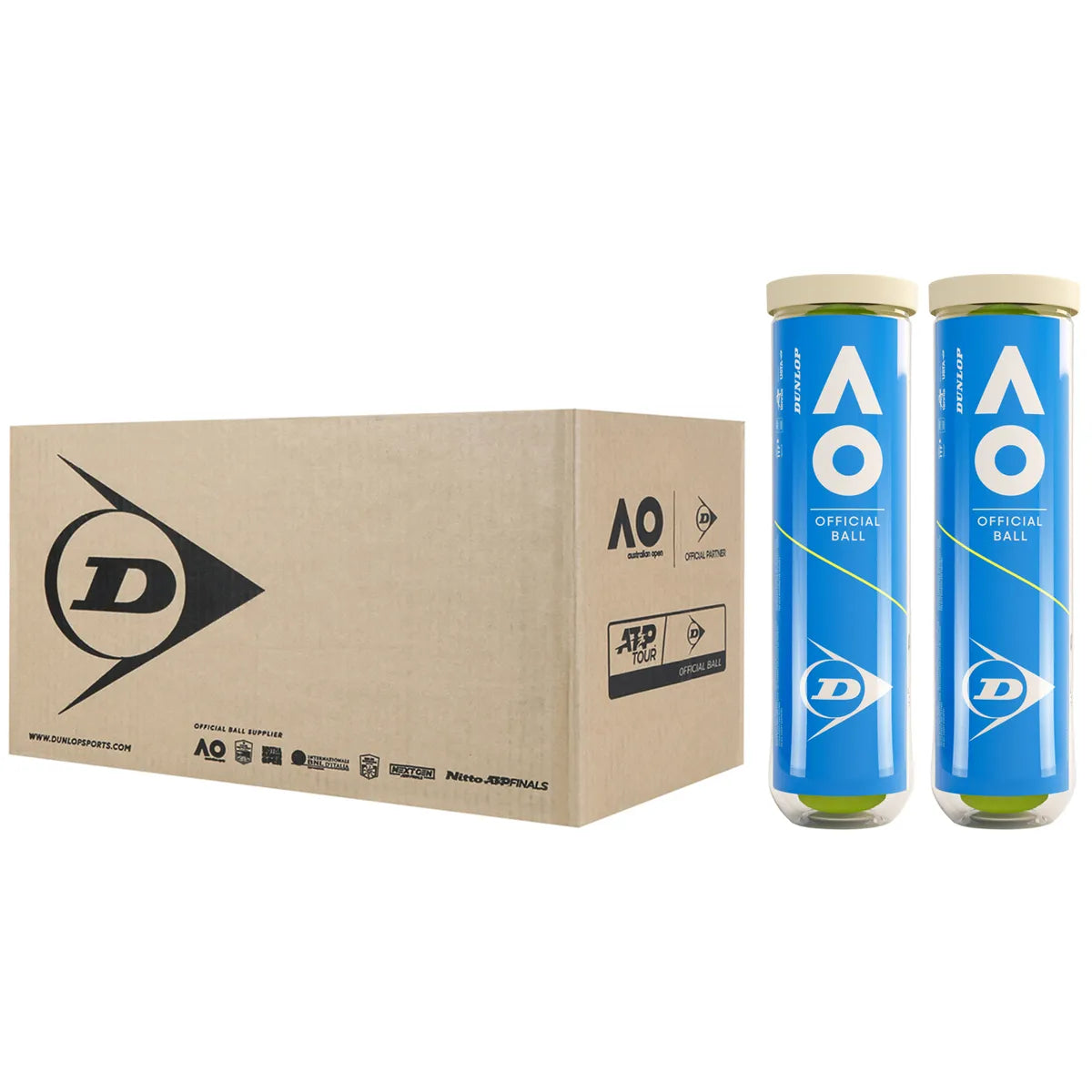 CAJA DE 9 BIPACKS DE 4 PELOTAS DUNLOP AUSTRALIAN OPEN