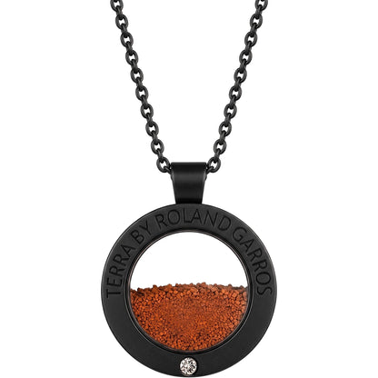 COLLAR Y MEDALLA TERRA ACCESS ACERO NEGRO MATE 1 PIEDRA MODELO PEQUEÑO