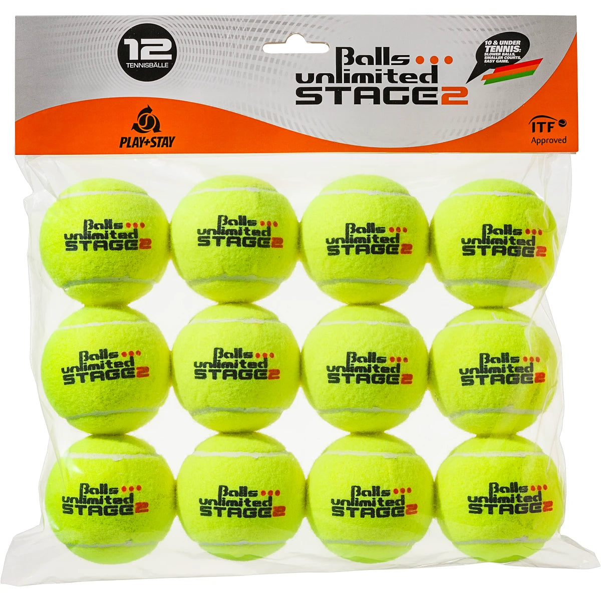 BOLSA DE 12 PELOTAS ETAPA 2 TOURNAMENT UNLIMITED AMARILLAS/PUNTO NARANJA