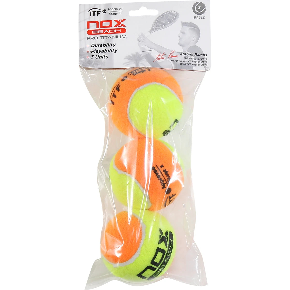 BOLSA DE 3 PELOTAS DE TENIS PLAYA BOLAS PRO TITANIUM