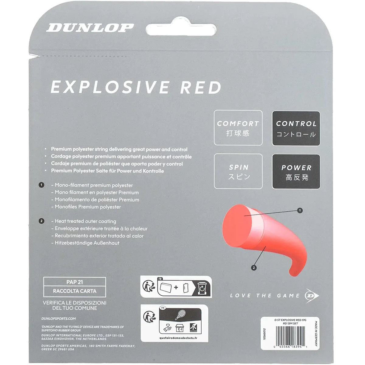 Cordaje Dunlop Explosive Red (12 Metros)