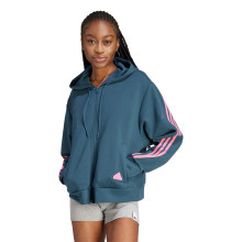 SUDADERA CON CAPUCHA ADIDAS MUJER 3 BANDAS FULL CREMALLERA