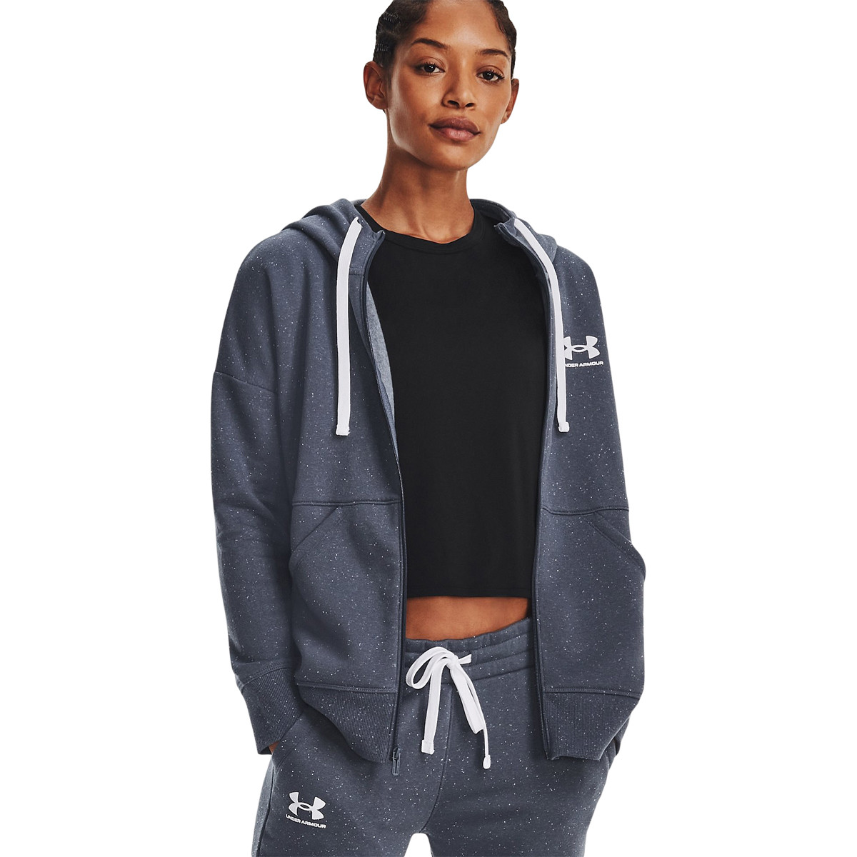 SUDADERA UNDER ARMOUR MUJER RIVAL FLEECE CON CAPUCHA Y CREMALLERA