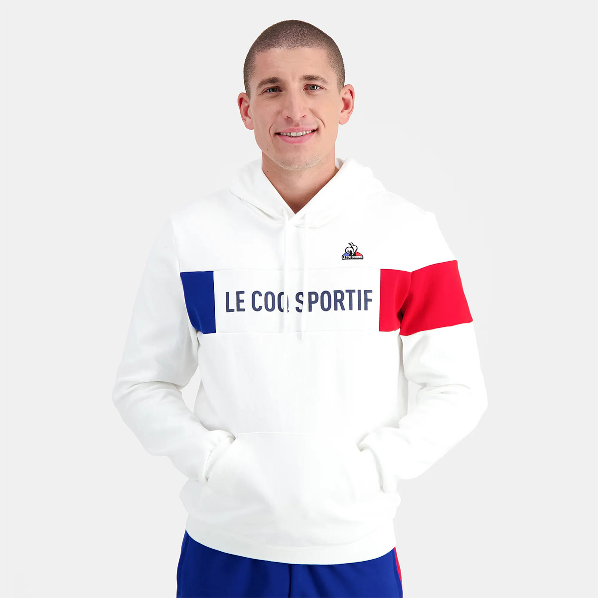 SUDADERA LE COQ SPORTIF UNISEX CON CAPUCHA TRICOLOR LE COQ SPORTIF Mujer Ropa Tennispro