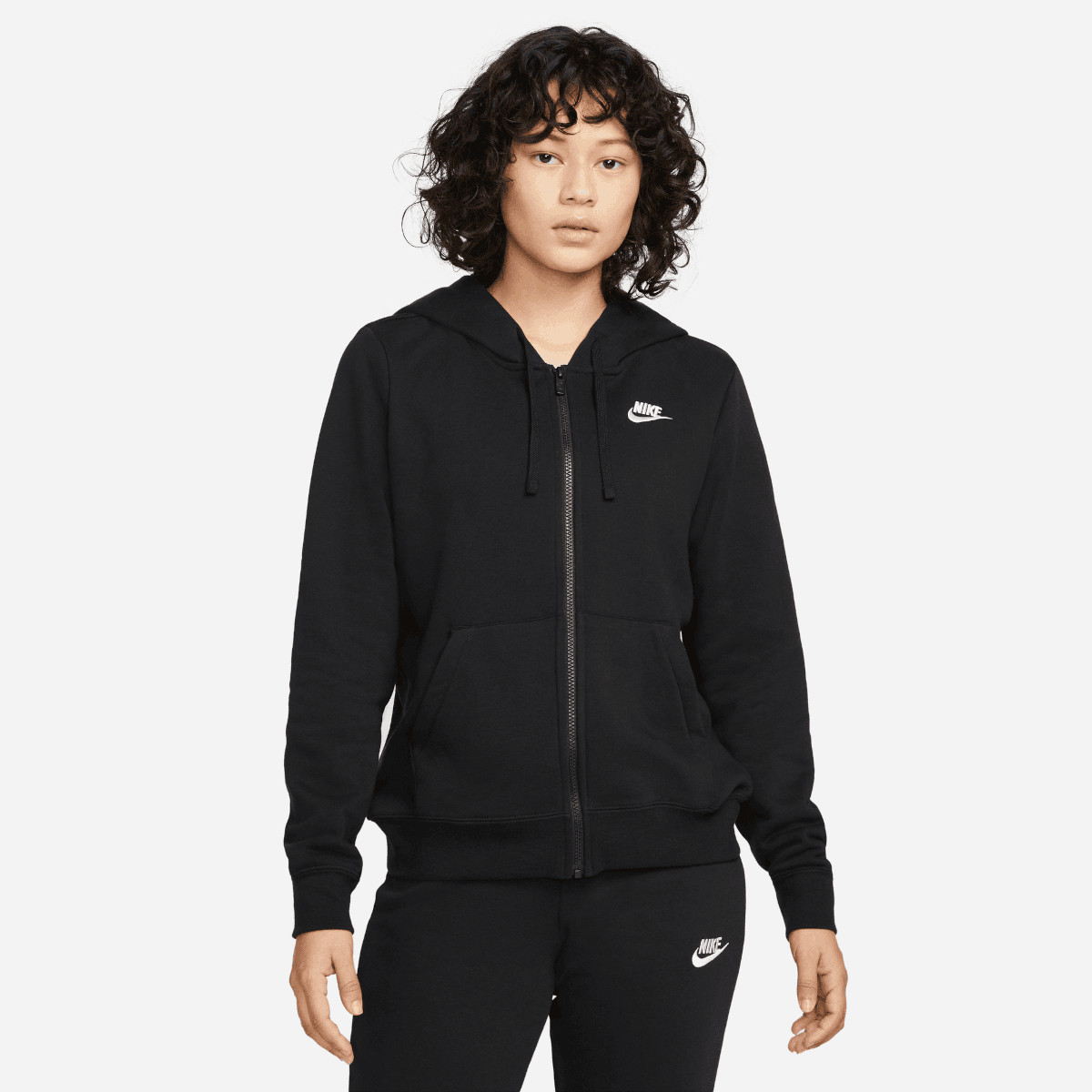 sudadera algodón nike mujer media cremallera gris